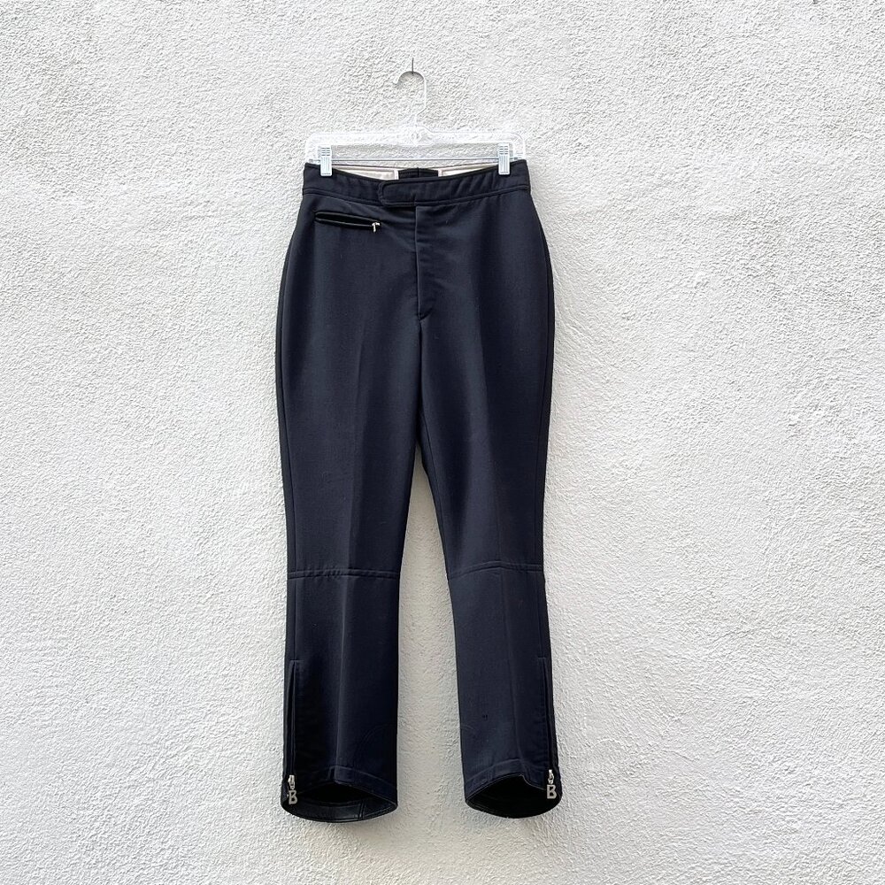Vintage 80s Women's Bogner Black Wool Blend Ski Snow Pants 29"W